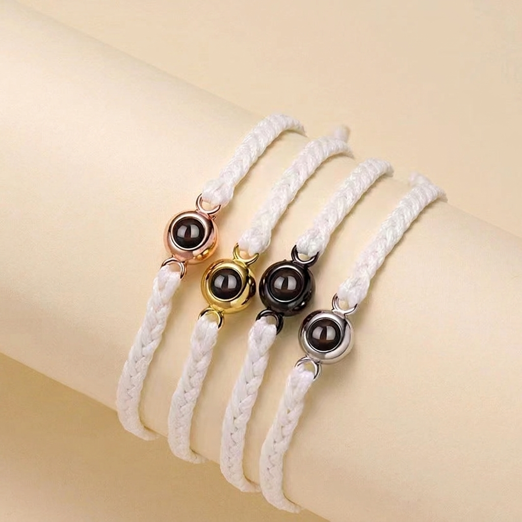 Personalized Photo Projection Braided Bracelet